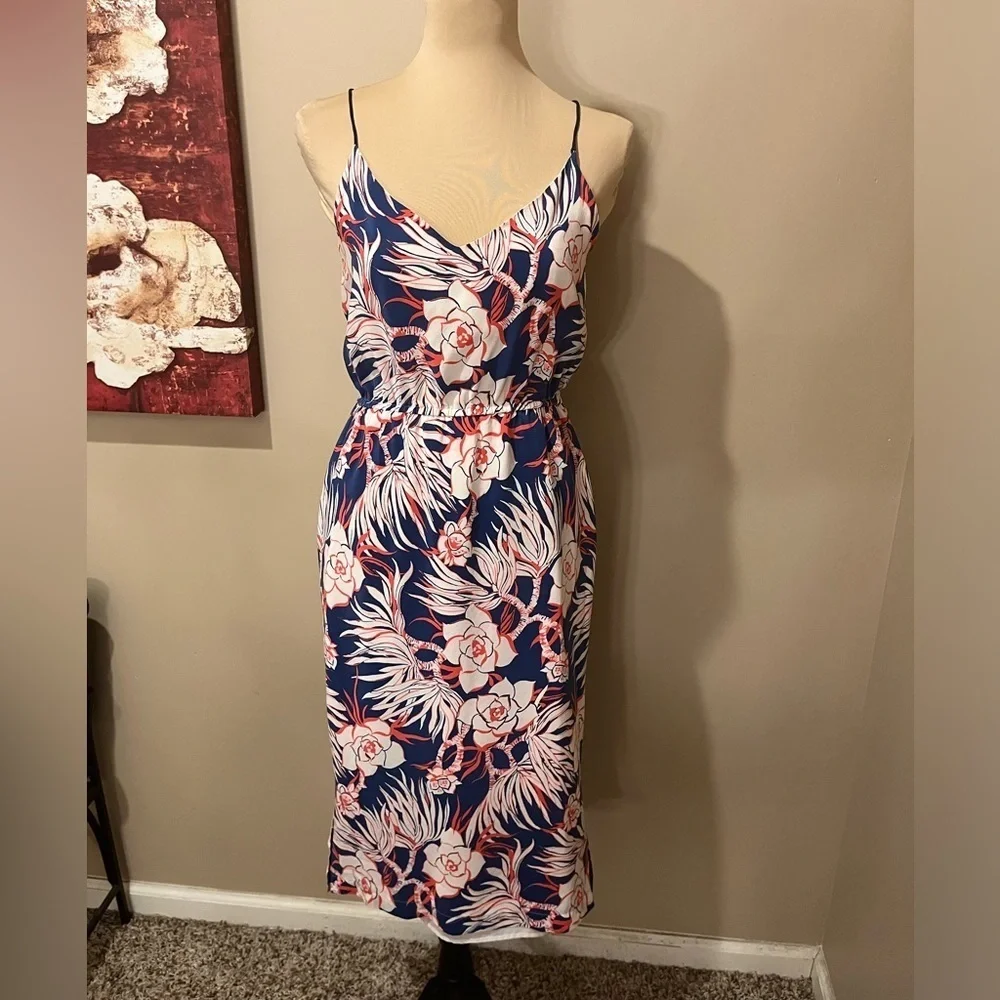 J. Crew Floral Silk Halter Midi Dress in Hawaiian Print, size 2